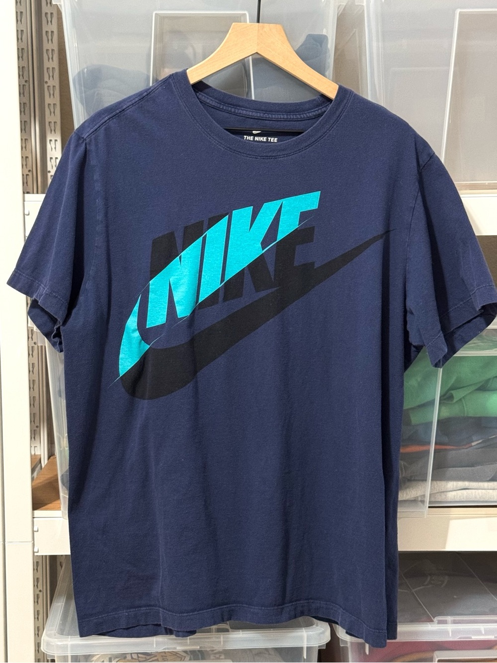 3/$20 Nike Futura Logo Graphic T-Shirt Navy Blue Short Sleeve Tee Men’s M